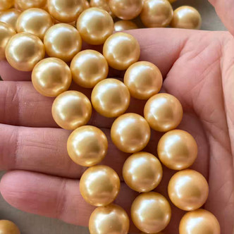 16mm Shell Pearl Beads Honey Gold Round 12Pcs Per Strand