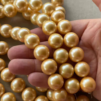 14mm Shell Pearl Beads Honey Gold Round 14Pcs Per Strand