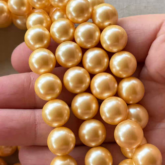 12mm Shell Pearl Beads Honey Gold Round 15Pcs Per Strand