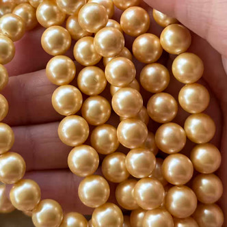10mm Shell Pearl Beads Honey Gold Round 20Pcs Per Strand