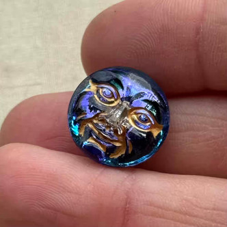 17mm Czech Glass Button Moon Twilight Vitrail Q1 Per Pc