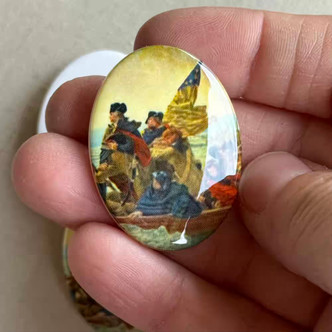 40x30mm Washington Crosses the Delaware Print Limoge Cabochon USA Resin Per Pc