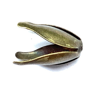Smooth Flower Petal Cone Bead Caps 12x10mm Antique Brass Plated Iron Q100 Per Pkg