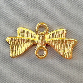 Ribbon Bow 2 Loop Links 20x10mm Gold Plated Alloy Q50 Per Pkg
