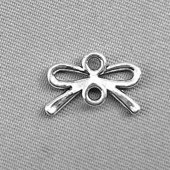 Ribbon Bow 2 Loop Links 8x13mm Antique Silver Plated Alloy Q50 Per Pkg
