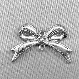 Ribbon Bow 2 Loop Links 27x17mm Platinum Plated Alloy Q20 Per Pkg