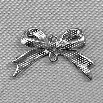 Ribbon Bow 2 Loop Links 27x17mm Platinum Plated Alloy Q20 Per Pkg