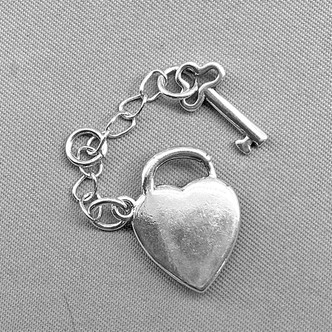 Flower Padlock Key Charms 17-13mm Platinum Plated Brass Q2 Per Pkg