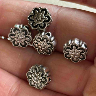 11mm Snowflake Lotus Flower Beads Antique Silver Plated Alloy Q20 Per Pkg