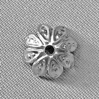 Dotted Flower Petal Bead Caps 10mm Antique Silver Plated Alloy Q200 Per Pkg