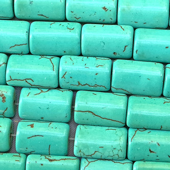 Magnesite Rectangle Dyed Turquoise 15x10mm Semi Precious Beads Per Strand