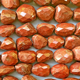 Red Jasper Faceted Nugget 15-20mm Semi Precious Stone Beads Per Strand