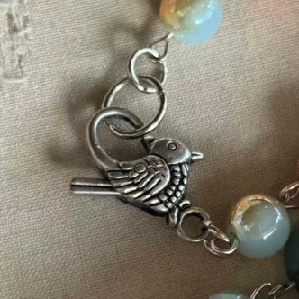 Turquoise Birdhouse Collage Necklace I Like Birds Beaded Chain Artisan Made Per Pc