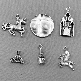 Tale as Old as Time Mixed Charm Bundle Antique Silver Plated Metal Alloy Q6 Per Pkg