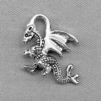 Dragon Fairy Tale Charms 20x15mm Antique Silver Plated Alloy Q6 Per Pkg