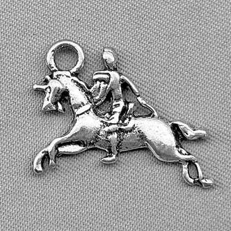 Knight Trusty Steed Unicorn Horse Fairy Tale Charms 24x20mm Antique Silver Plated Alloy Q6 Per Pkg