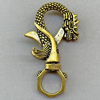 Dragon Fairy Tale Swivel Lobster Claw Clasps 62x36mm Gold Plated Alloy Q2 Per Pkg