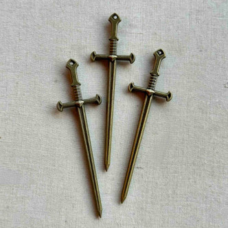 Sword Pendants 66-101mm Antique Brass Plated Alloy Q1 Per Pkg