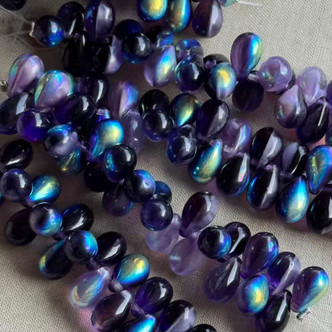 30 Stück Böhmische Glasperlen In Tropfenform, 6x9 Mm, Schwarz - Ideal Für Schmuck & DIY-Projekte