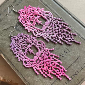 Pastel Pink Gypsy Lace Earrings Hand Dyed Artisan Made in the USA Per Pair