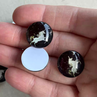 20mm Silver Twilight Unicorn Cabochons Flatback Glass Paper Q10 Per Pkg