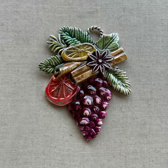 Gather Grape Harvest Pendant Pinecone Orange Slice Cinnamon Ornament Artisan Hand Painted Per Pc Gather Grape Harvest Pendant Pinecone Orange Slice Cinnamon Ornament Artisan Hand Painted Per Pc