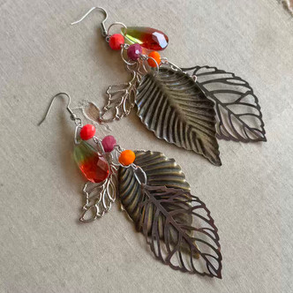 Empress of Autumn Dangle Earrings Leaf Artisan Made in the USA Per Pair