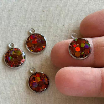 17x14mm Mocha Opal Glitter Resin Charms Antique Silver Plated 4Pcs Per Pkg