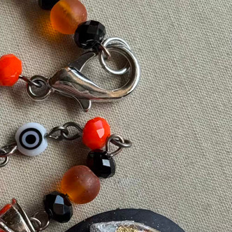 Happy Haunting Bat Necklace Beaded Chain Artisan Made Per Pc