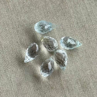 7x4mm Aquamarine Briolette Teardrop Beads Semi Precious Stones Per Pair