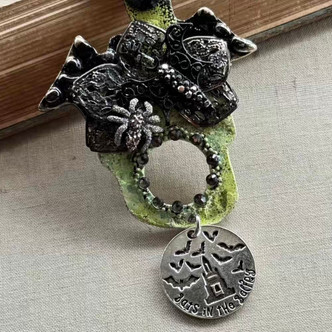Bats In The Belfry Haunted House Necklace Artisan Made Per Pc