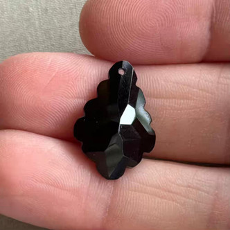 22x15mm Jet Black Cubic Zirconia Micro Faceted Baroque Pendant Per Pc