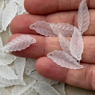 27x10mm Long Leaf Charms Acrylic Lucite Frosted Matte Q100 Per Pkg