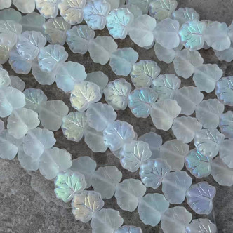 13x11mm Maple Leaf Czech Glass Beads Matte Crystal AB 12Pcs Per Strand