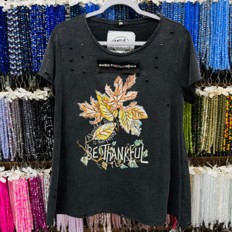 Be Thankful Autumn Leaves Thanksgiving Distressed A Rare Bird Graphic Tee Top