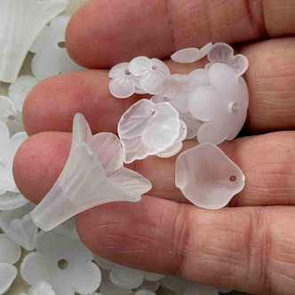 Multi Size Mix Flower Beads Beads Acrylic Lucite Frosted Matte Q60 Per Pkg