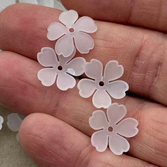15mm Cherry Blossom Petal Beads Acrylic Lucite Frosted Matte Q50 Per Pkg
