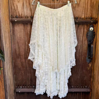 Cream Asymmetrical Layered Lace Skirt Flare Midi Oli&Hali
