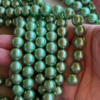 10mm Shell Pearl Beads Flora Green Round 20Pcs Per Strand