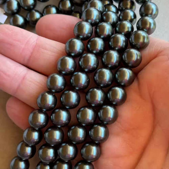 12mm Shell Pearl Beads Ivy Green Round 15Pcs Per Strand