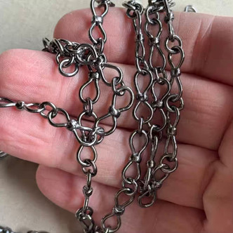 17x6mm Hourglass Gunmetal Plated Solid Copper Chain Soldered India No E-Coat Per Ft