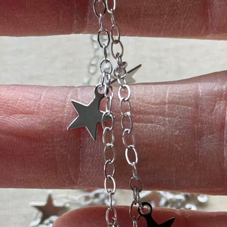 3x2mm Star Charm Chain Oval Cable Stainless Steel Soldered Per Foot