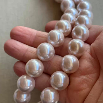 16mm Shell Pearl Beads Pale Pink Round 12Pcs Per Strand