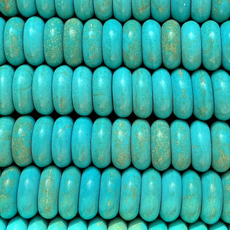 Dyed Turquoise Magnesite 8mm Rondelle Semi-Precious Stone Beads Per Strand