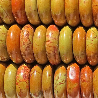 Dyed Forest Green Magnesite 16mm Rondelle Semi-Precious Stone Beads Per Strand