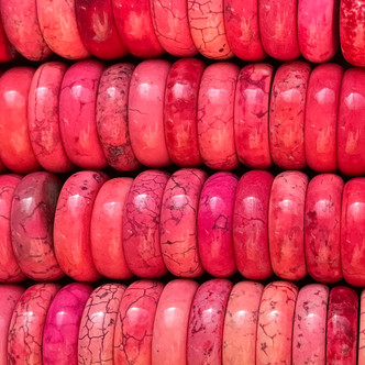 Dyed Watermelon Pink Magnesite 16mm Rondelle Semi-Precious Stone Beads Per Strand