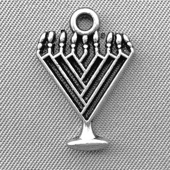 Menorah Candles Jewish Israel Charms 20x14mm Antique Silver Plated Alloy Q6 Per Pkg