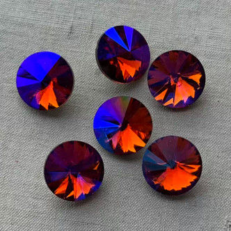 14mm Rivoli Crystal Cabs Burgundy Starlight Q6 Per Pkg