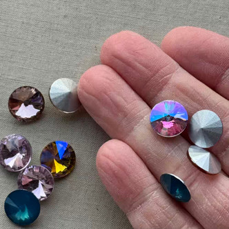 12mm Rivoli Crystal Cabs Sunrise Mix Q10 Per Pkg