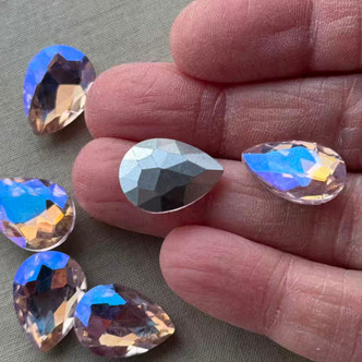 18x13mm Teardrop Rivoli Crystal Cabs Rose Pink Aurora Q6 Per Pkg